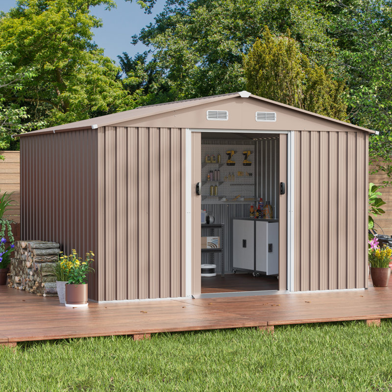 Haxvin 10' X 8' Outdoor Metal Storage Shed With Sliding Door And